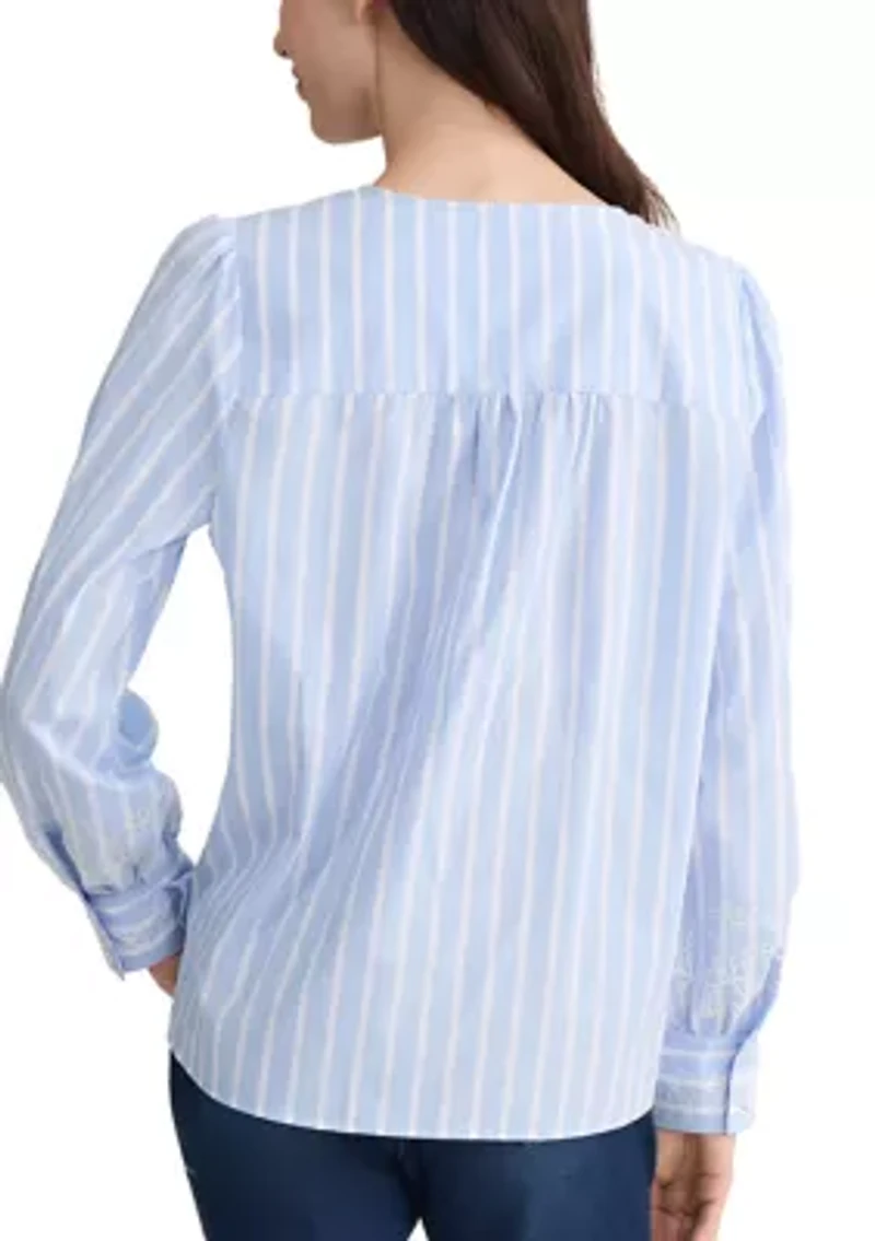 Women's V-Neck Button Front Blouse