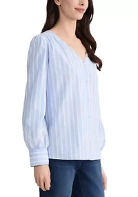 Women's V-Neck Button Front Blouse