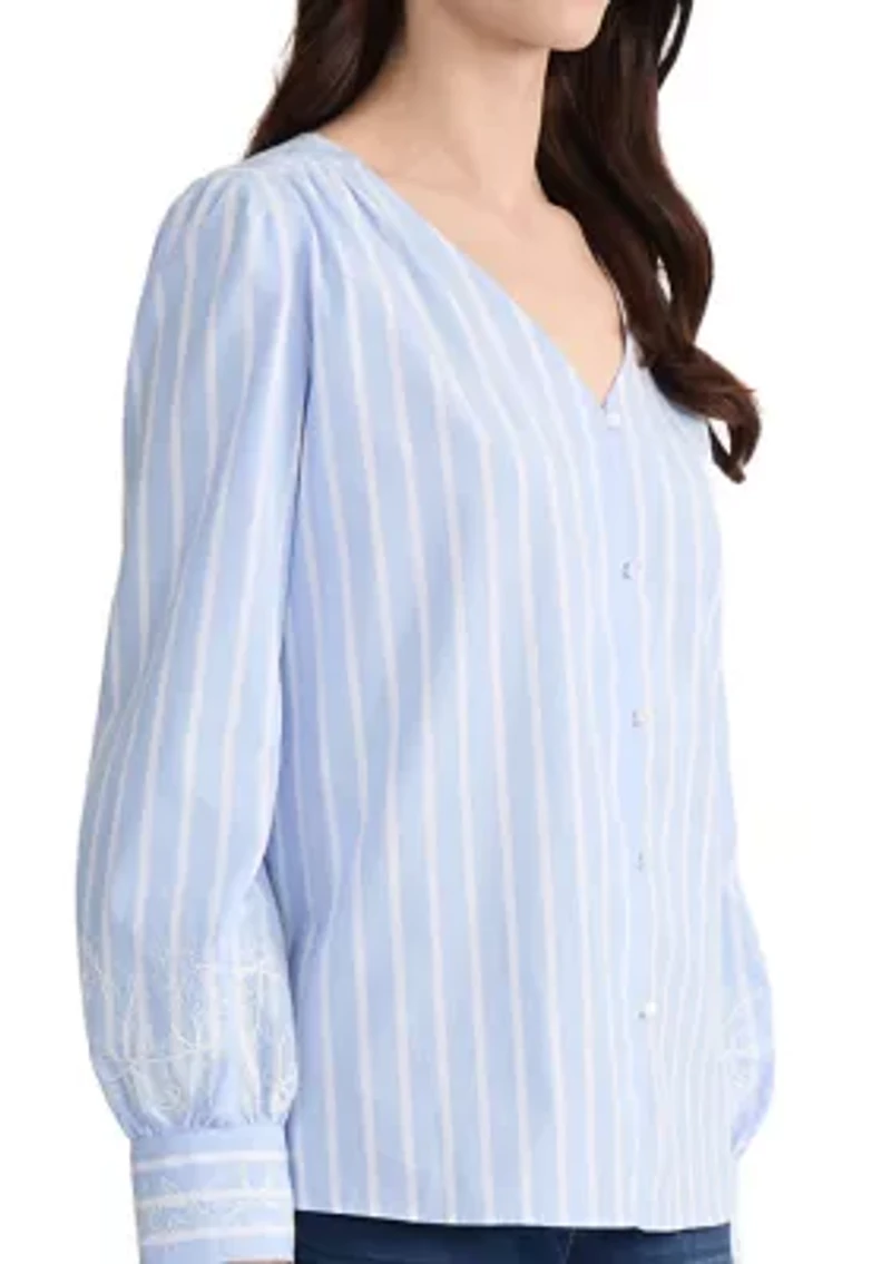 Women's V-Neck Button Front Blouse