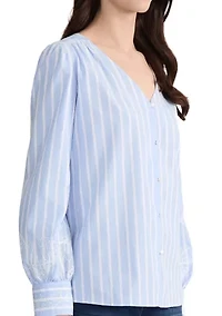Women's V-Neck Button Front Blouse