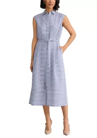 Petite Pleated Shirt Midi Dress