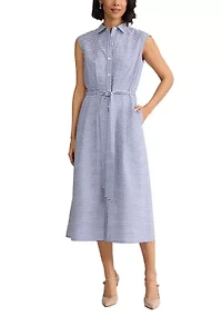 Petite Pleated Shirt Midi Dress