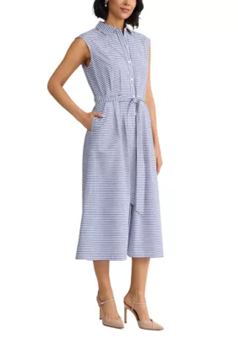 Petite Pleated Shirt Midi Dress