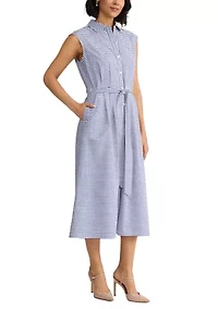 Petite Pleated Shirt Midi Dress