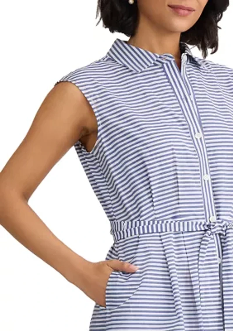Petite Pleated Shirt Midi Dress