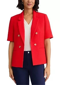 Women's Short Sleeve Faux Double Breasted Jacket