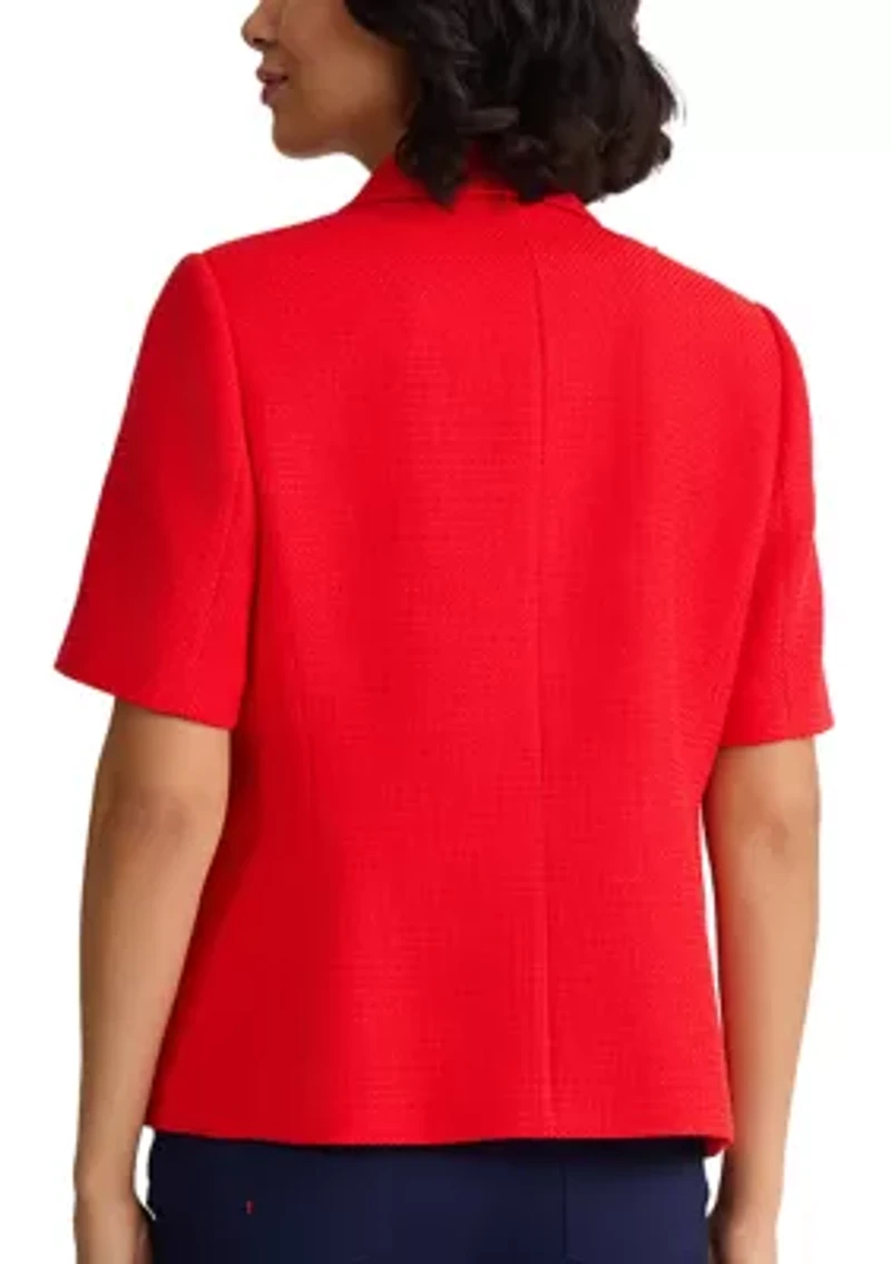 Women's Short Sleeve Faux Double Breasted Jacket