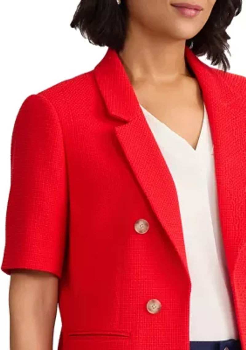 Women's Short Sleeve Faux Double Breasted Jacket