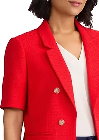 Women's Short Sleeve Faux Double Breasted Jacket