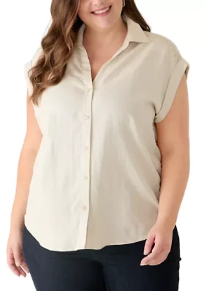 Plus Short Sleeve Button Down Shirt