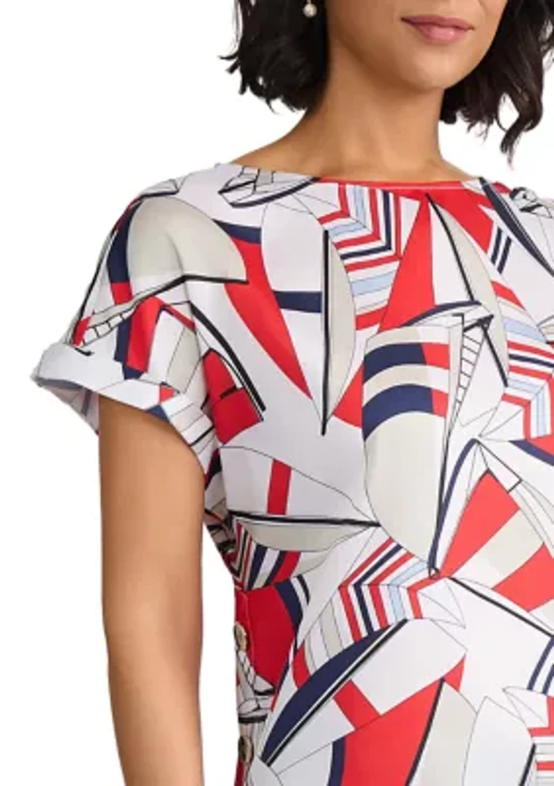 Petite Short Sleeve Button Blouse