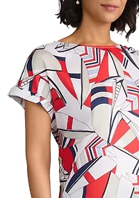 Petite Short Sleeve Button Blouse