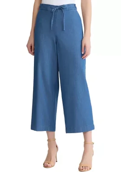 Women's Pull On Wide Leg Chambray Pants