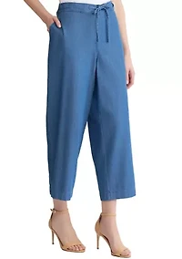 Women's Pull On Wide Leg Chambray Pants