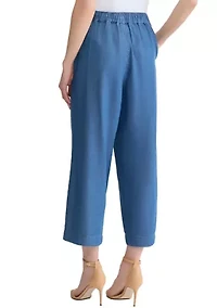 Women's Pull On Wide Leg Chambray Pants