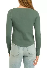 Women's Waffle Knit Henley Shirt