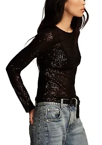 Women's Long Sleeve Sequin Layering Top