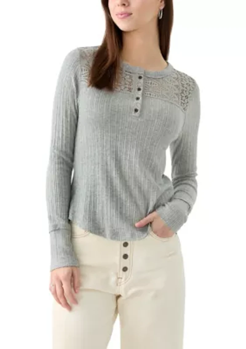 Women's Cloud Lace Mix Henley Shirt