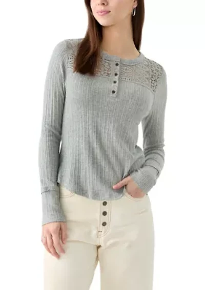 Women's Cloud Lace Mix Henley Shirt