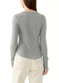 Women's Cloud Lace Mix Henley Shirt