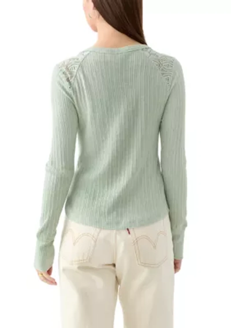 Women's Cloud Lace Mix Henley Shirt