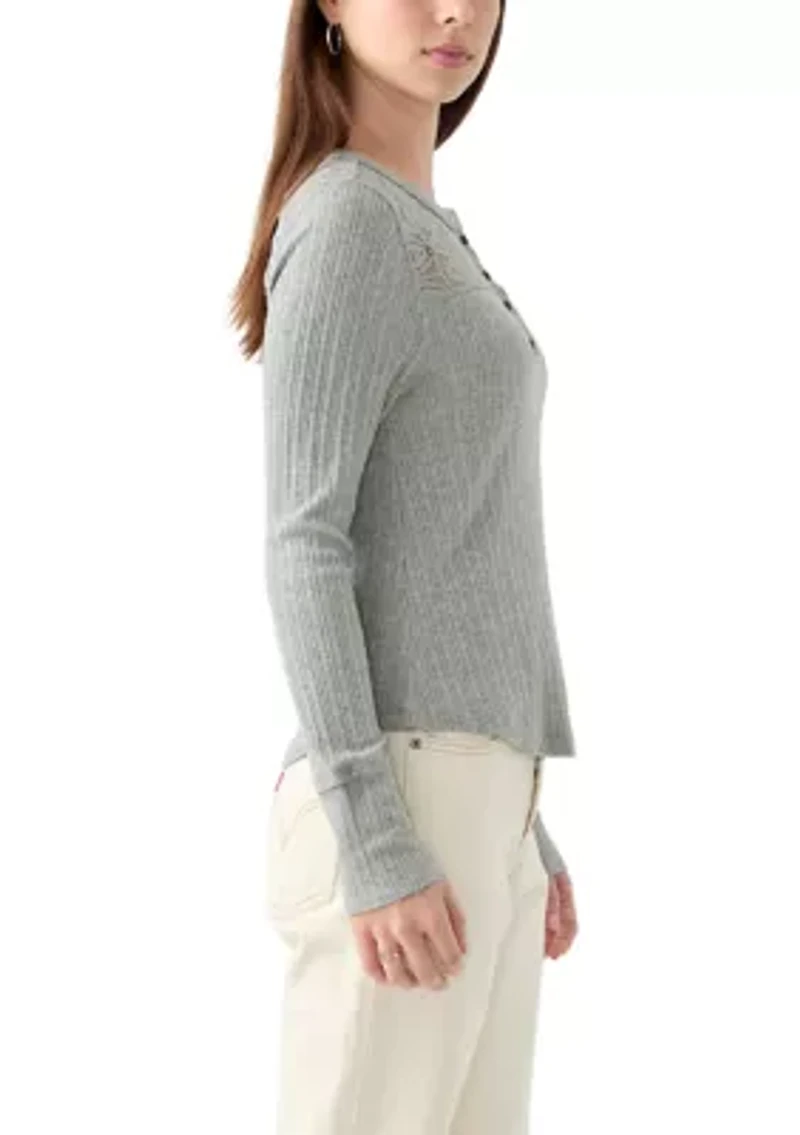 Women's Cloud Lace Mix Henley Shirt