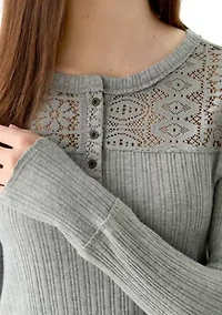 Women's Cloud Lace Mix Henley Shirt