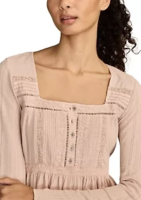 Women's Embroidered Peplum Long Sleeve Top