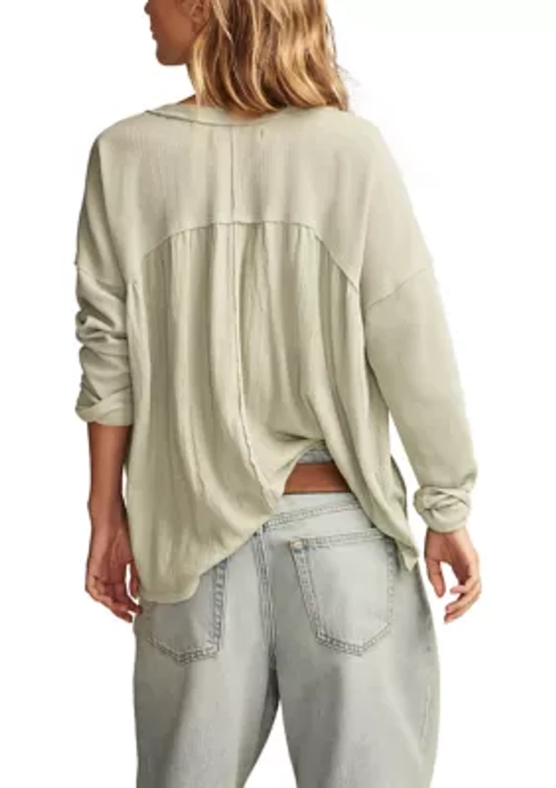Women's Mixed Fabric Long Sleeve Knit Top