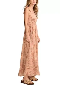 Women's Printed Ruffle Shoulder Midi Dress