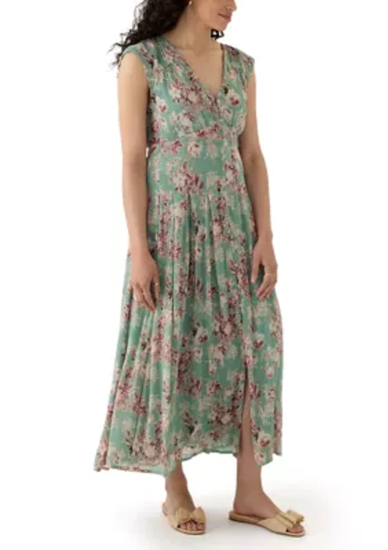 Cinched Pleated Button Down Midi Dress