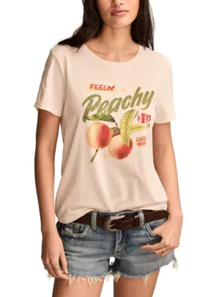 Feeling Peachy Classic Crew Neck Graphic T-Shirt