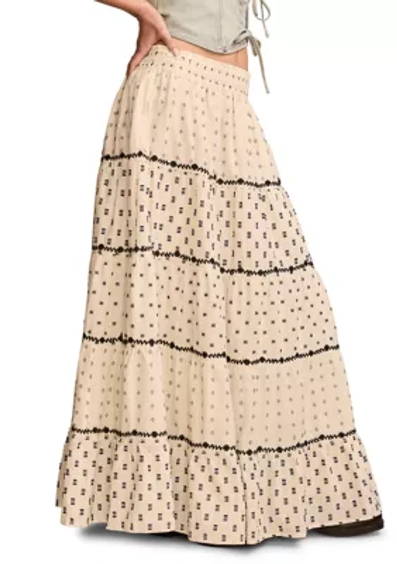 Textured Patchwork Maxi Skirt