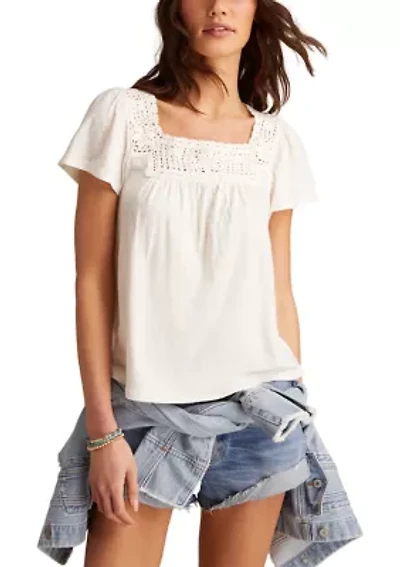 Women's Crochet Trimmed Top