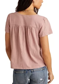 Women's Crochet Trimmed Top