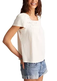 Women's Crochet Trimmed Top