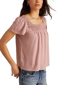 Women's Crochet Trimmed Top