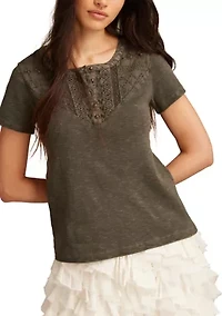 Women's Cutwork Henley T-Shirt