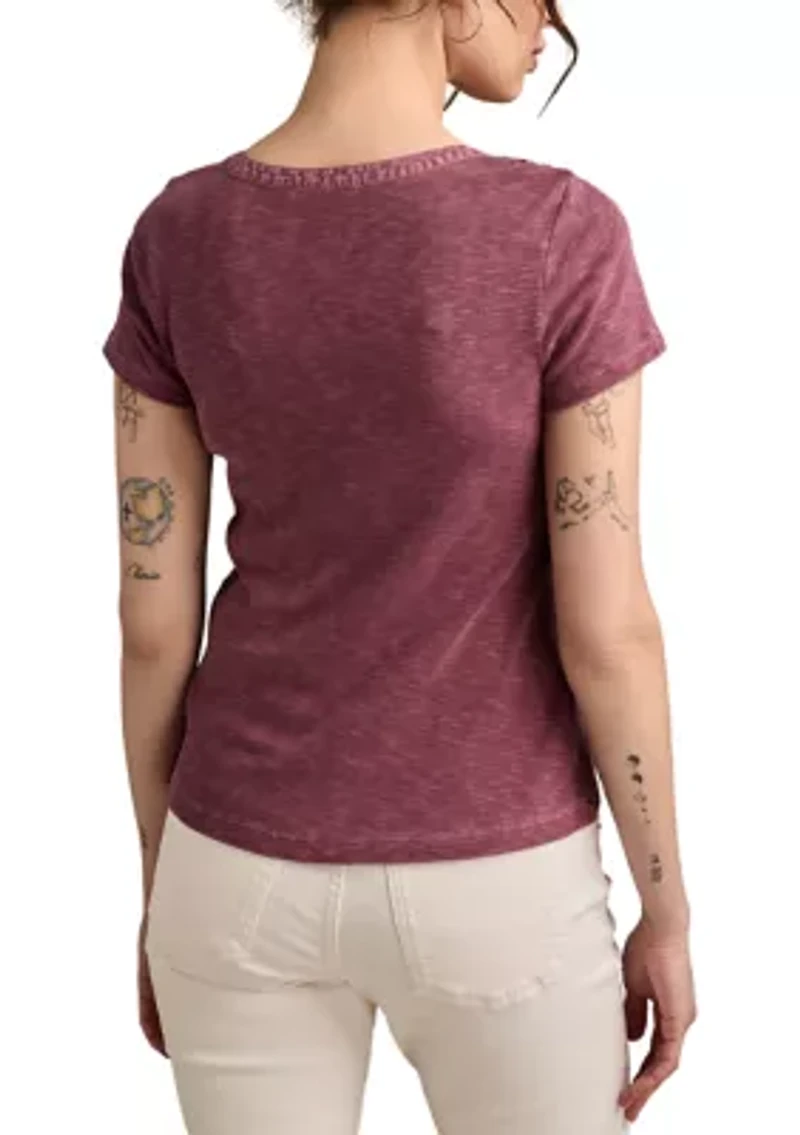 Women's Cutwork Henley T-Shirt