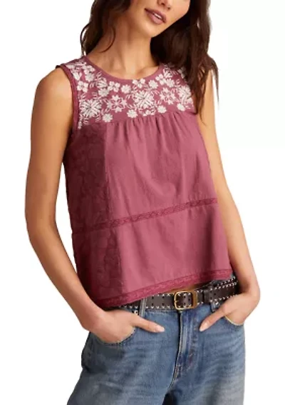 Women's Embroidered Yoke Tank Top