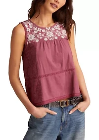 Women's Embroidered Yoke Tank Top