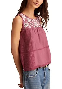 Women's Embroidered Yoke Tank Top