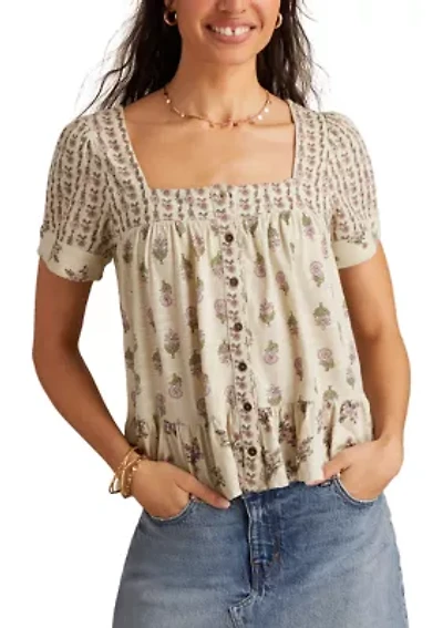 Women's Printed Button Front Top
