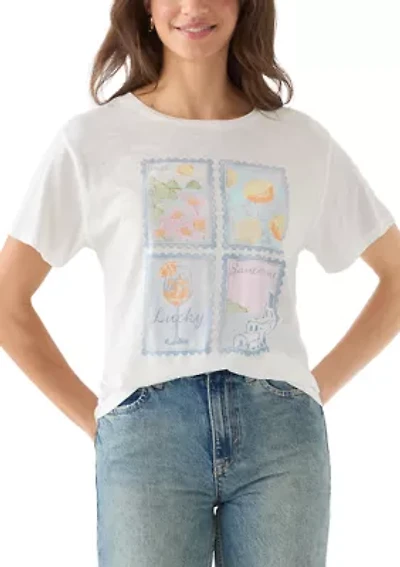 Women's Destination Stamps Boyfriend Graphic T-Shirt
