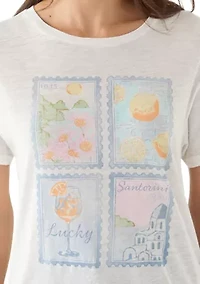 Women's Destination Stamps Boyfriend Graphic T-Shirt