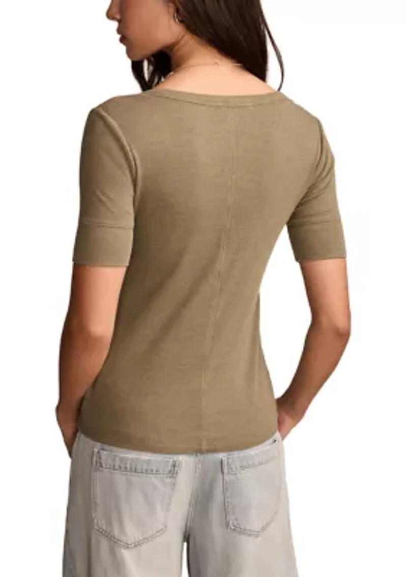 Women's Ribbed Henley T-Shirt