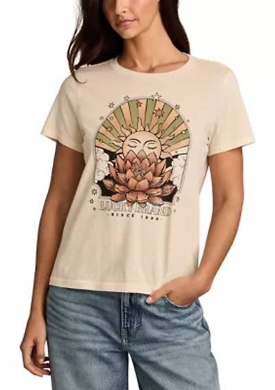 Lotus Sun Classic Crew Neck Graphic T-Shirt