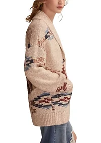 Women's Shawl Collar Printed Cardigan