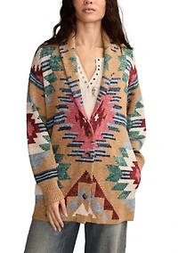Women's Aztec Printed Shawl Collar Cardigan