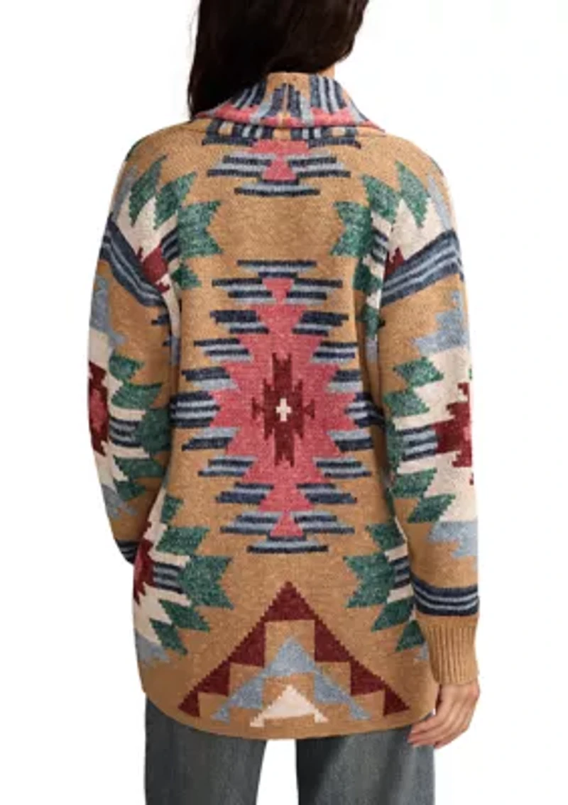 Women's Aztec Printed Shawl Collar Cardigan